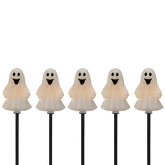 Set of 5 Ghost Shaped Halloween Pathway Markers - 3.75ft Black Wire