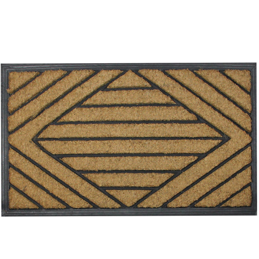 Black and Brown Diamond Pattern Doormat With Rubber Back 29 X 17