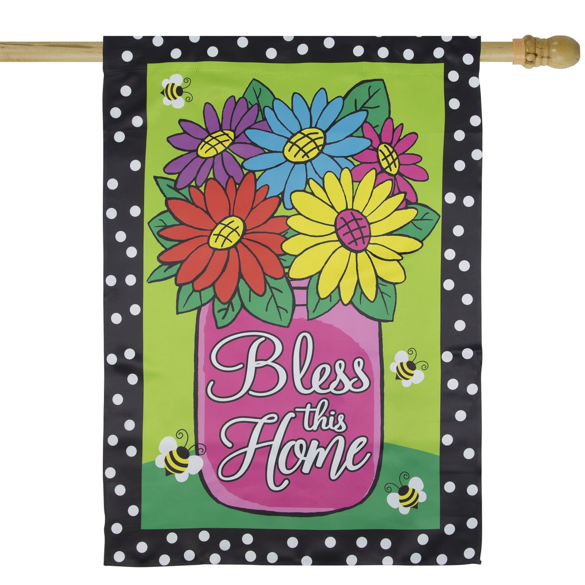  Northlight Bless This Home Bouquet With Vase Outdoor House Flag 28