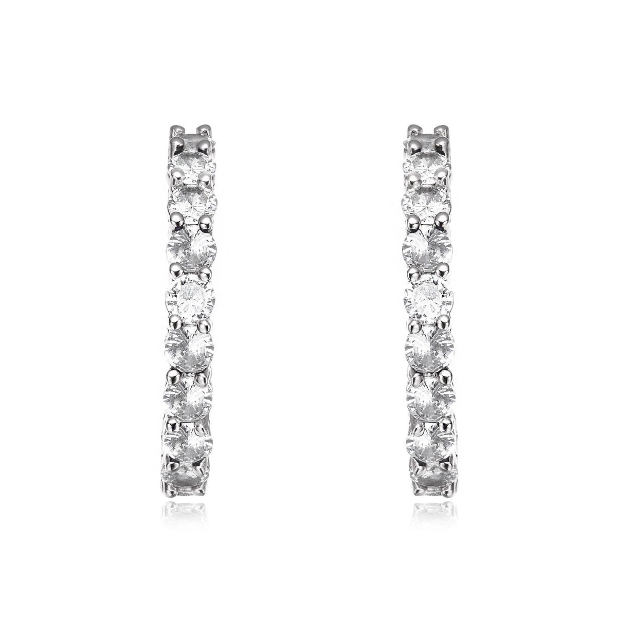  Rachel Glauber Colored Cubic Zirconia Inside Out Hoop Earrings - Silver - Bonton