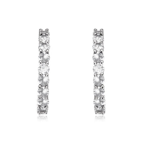 Colored Cubic Zirconia Inside Out Hoop Earrings
