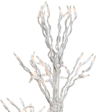 Lighted Cascade Twig Outdoor Christmas Tree - 6' - White - Clear Lights