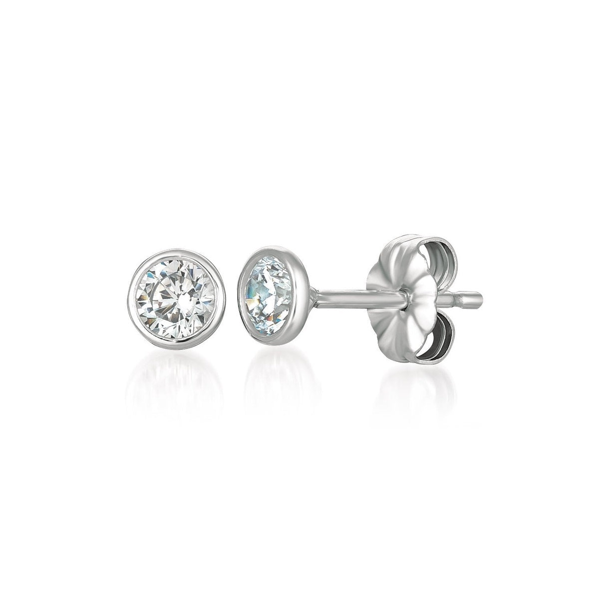  CRISLU Solitaire Bezel Set Earrings Finished in Pure Platinum - 4.0 Cttw - Pure Platinum - Bonton