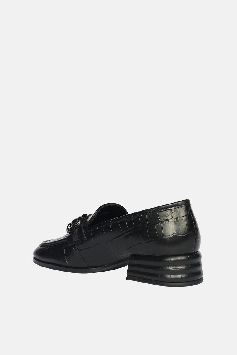  Saint G Jacqueline Croco - Heeled Loafers - Black - Bonton