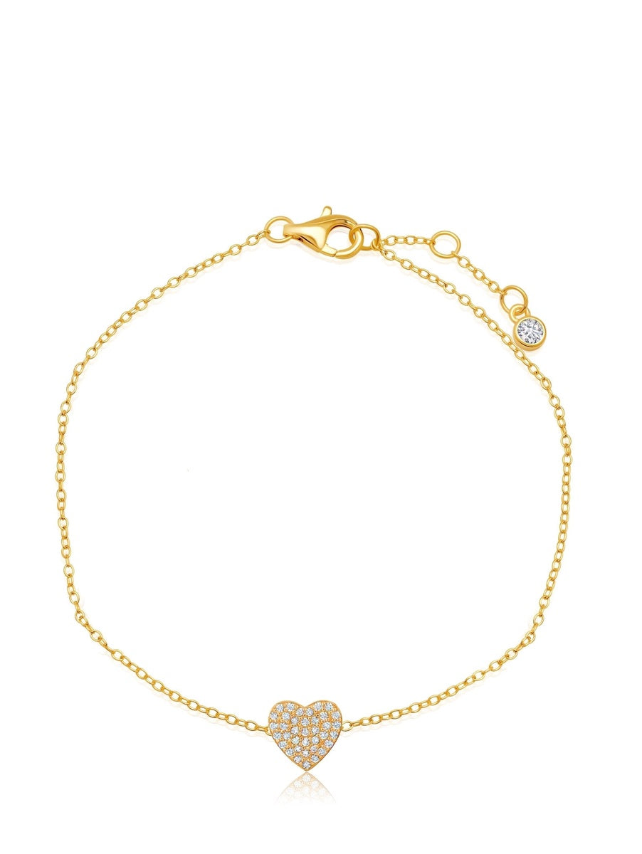  CRISLU Pave Heart Bracelet Finished in 18kt Yellow Gold - Default Title - Bonton