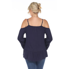 Women's Cold Shoulder Ruffle Sleeve Top