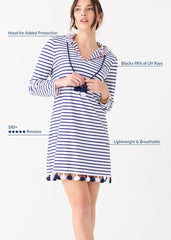 Navy Stripe Hooded Cover Up