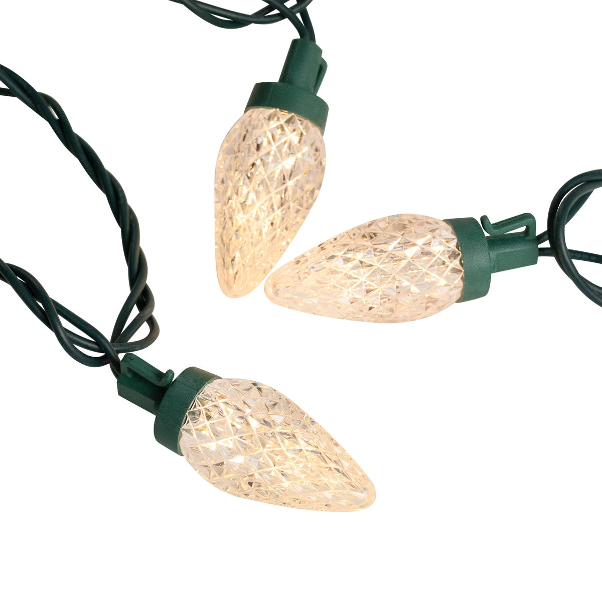  Northlight 100ct Warm White LED Faceted C9 Christmas Lights  66ft Green Wire - Default Title - Bonton