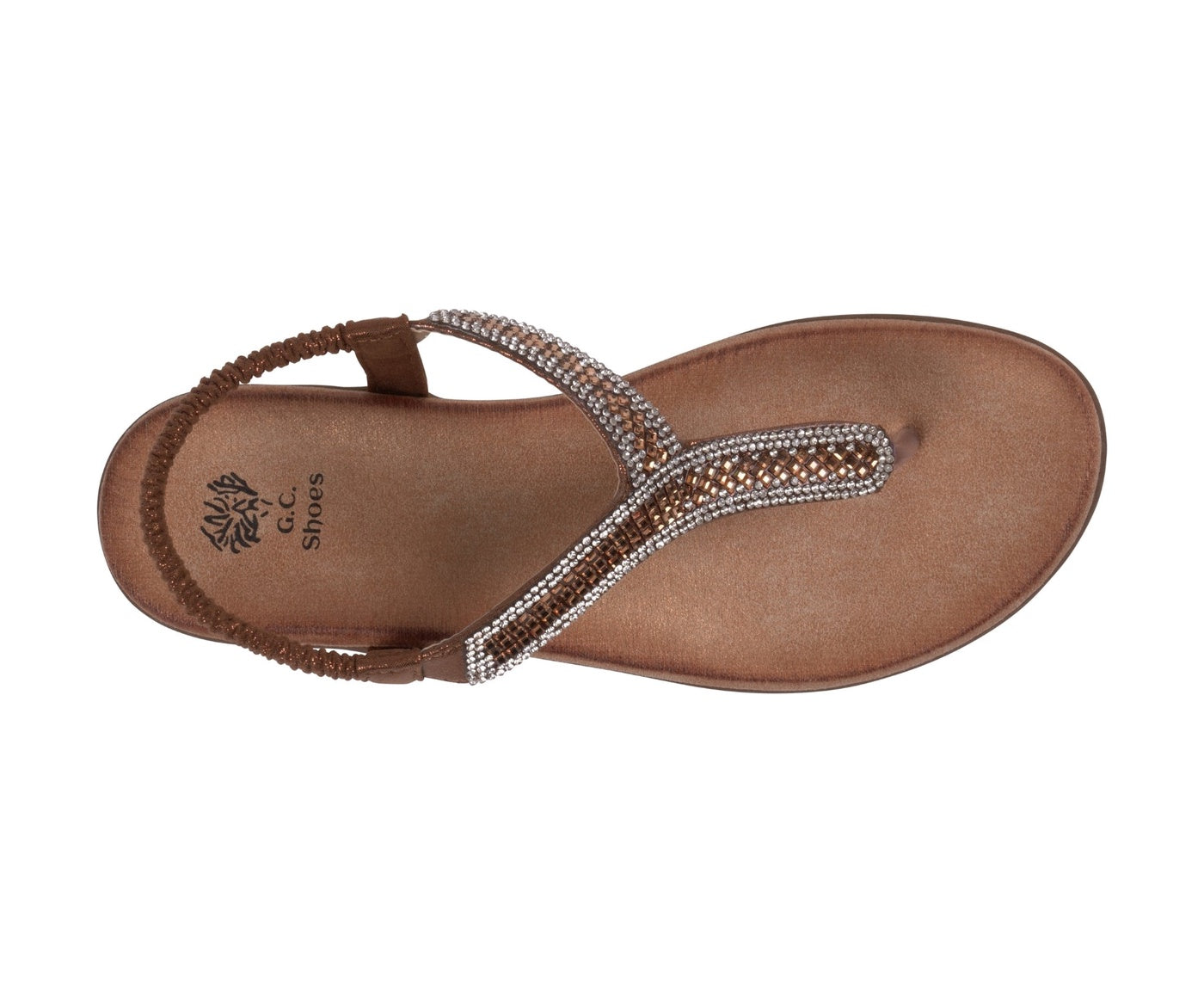  GC Shoes Women's Lori Bronze Embellished Flat Sandals - Bronze - Bonton
