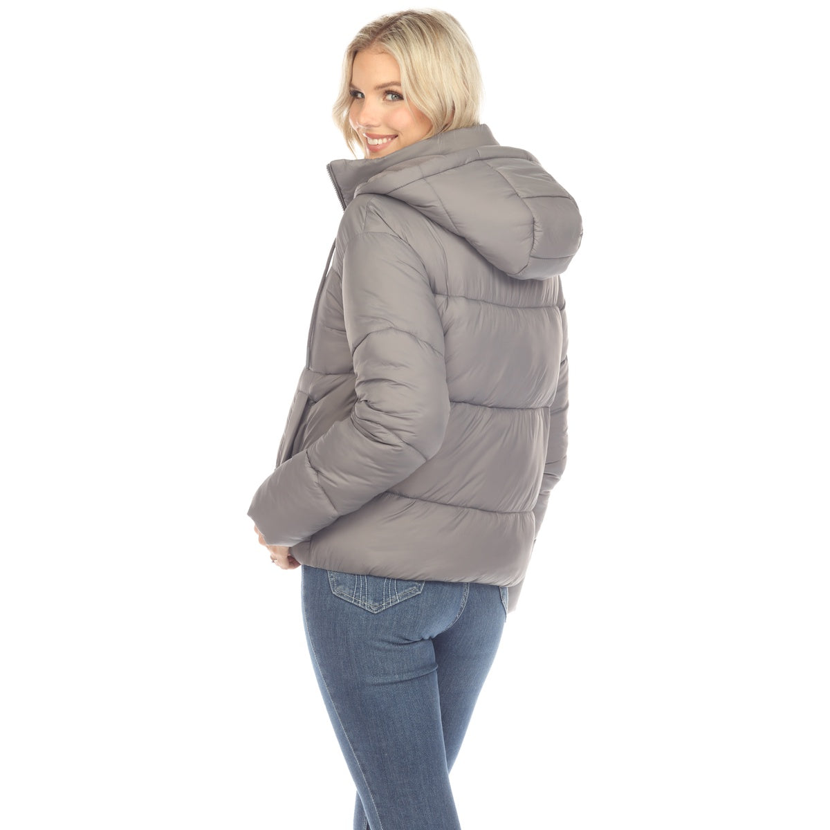  White Mark Women's Full Front Zip Hooded Bomber Puffer Jacket - Large - Bonton