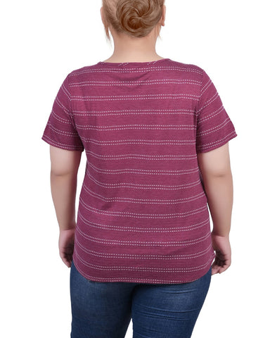 Plus Size Short Sleeve Tie Front Top