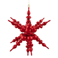 Shiny 3D Sunburst Snowflake Commercial Christmas Ornament - 24" - Red