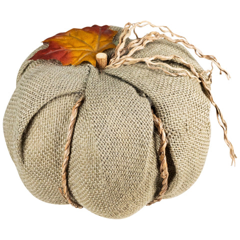 Burlap Autumn Harvest Pumpkin - 6.75" - Green