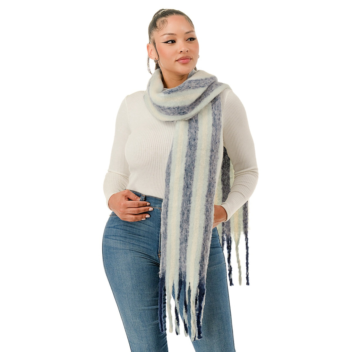  Marcus Adler Stripe Woven Scarf - Lavender - Bonton