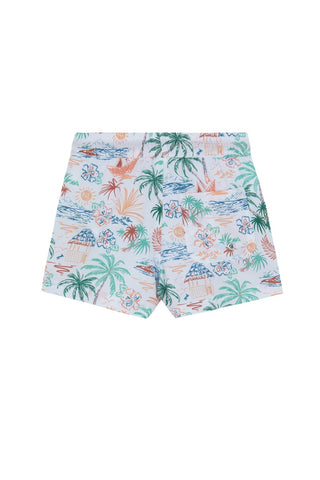 Boys 2 Match Drawstring Swim Shorts-Wh/Multi