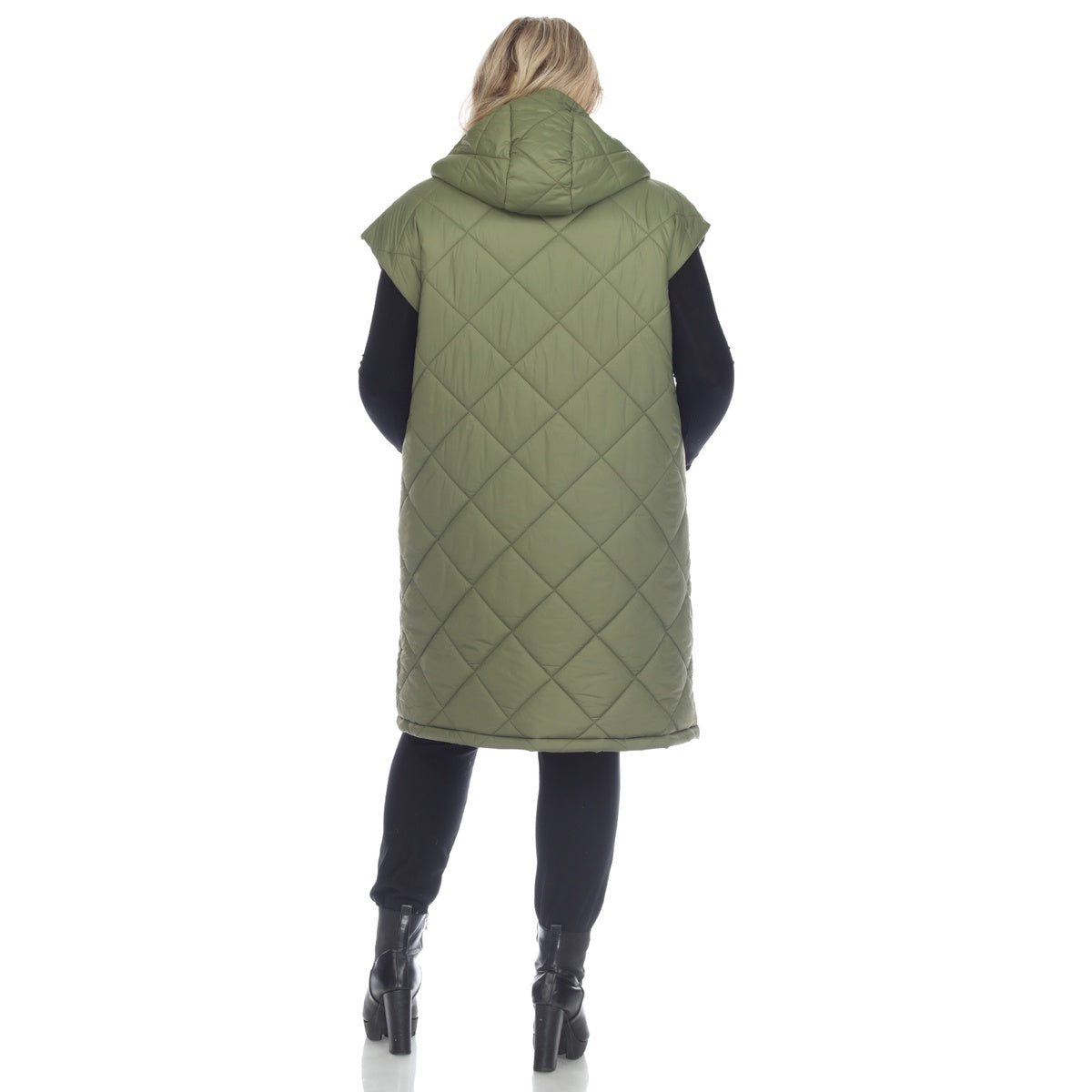  White Mark Plus Size Diamond Quilted Hooded Puffer Vest - 1X - Bonton