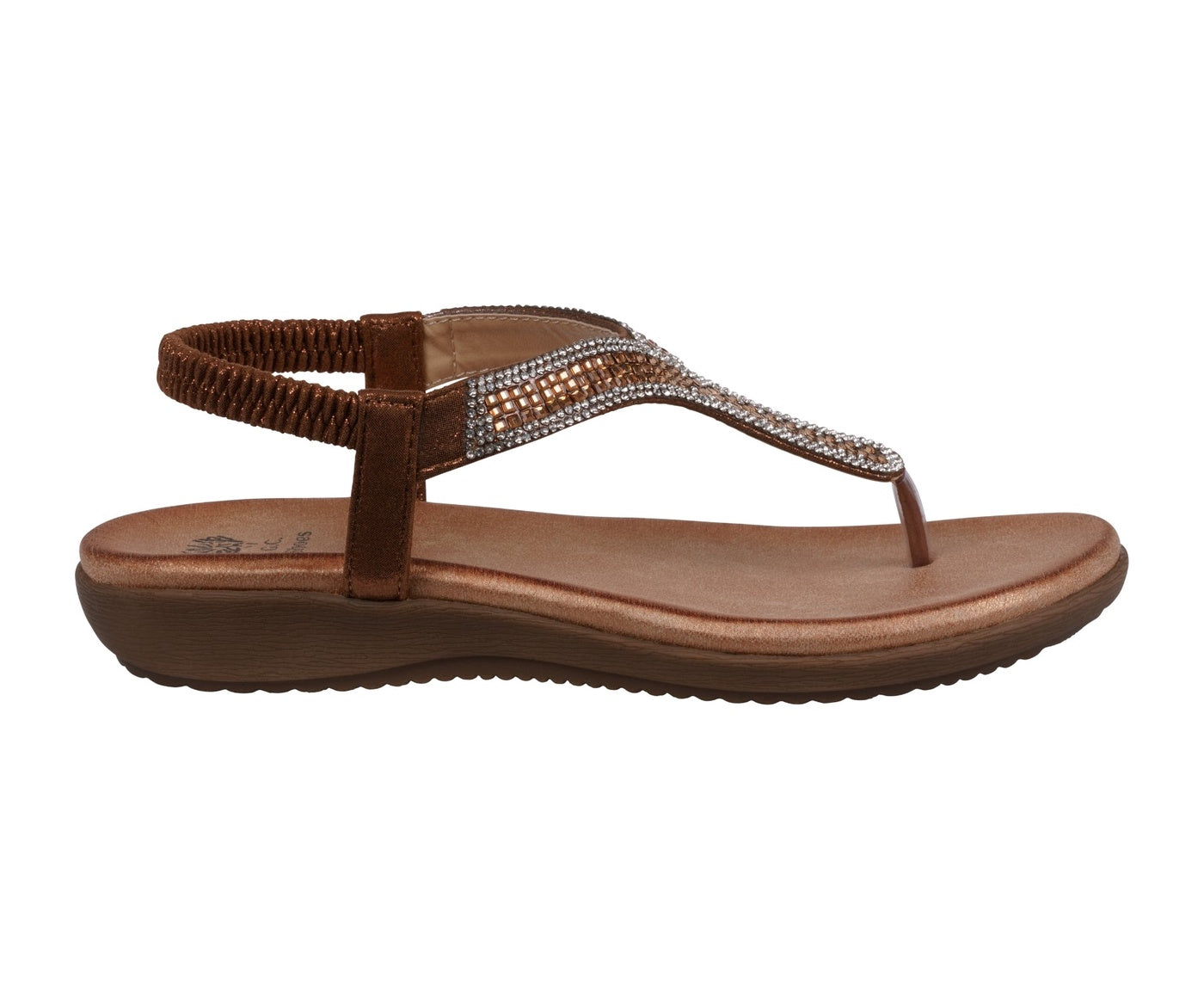  GC Shoes Women's Lori Bronze Embellished Flat Sandals - Bronze - Bonton