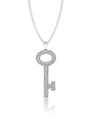 Pave Key Necklace Finished in Pure Platinum Sale