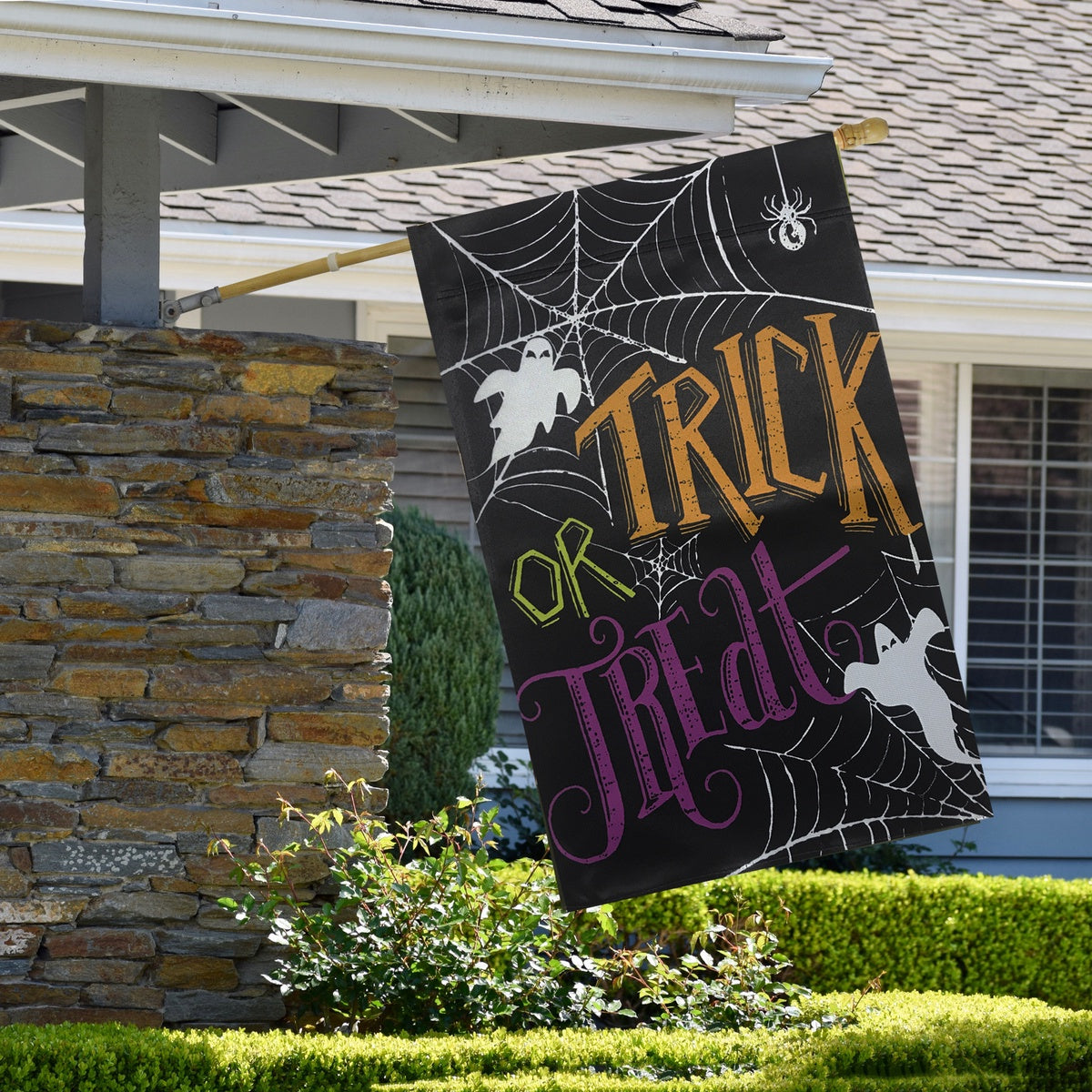  Northlight Spider Webs and Ghosts Trick or Treat Outdoor Garden Flag 28