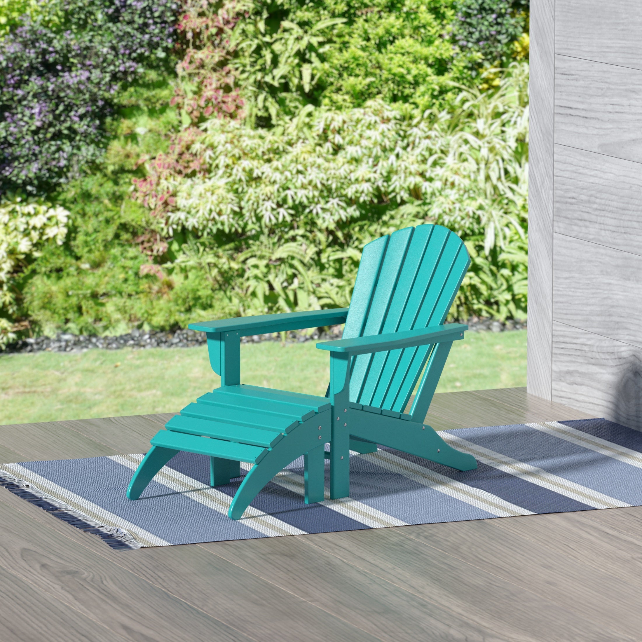  Westin Furniture Altura Outdoor Adirondack Chair with Ottoman 2-Piece Set - Dark Green - Bonton