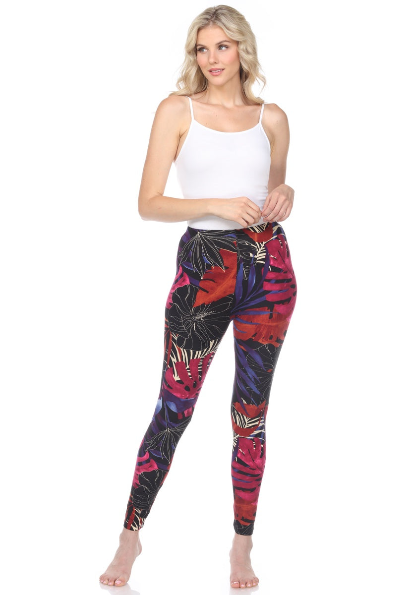  White Mark Super Soft Tropical Printed Leggings - one size - Bonton