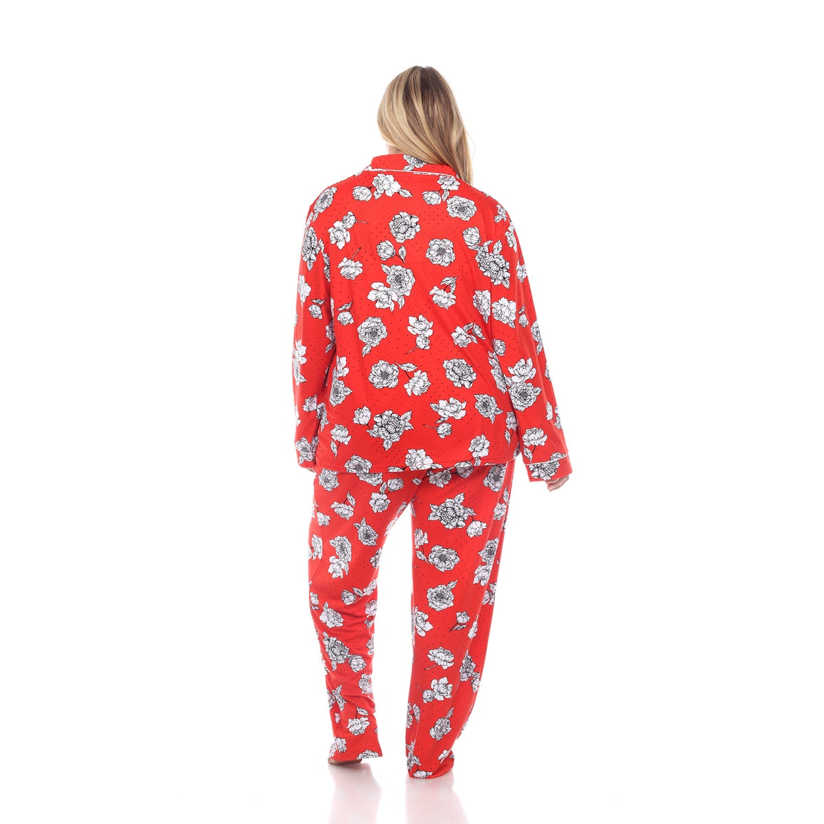  White Mark Plus Size Long Sleeve Floral Pajama Set - 1X - Bonton