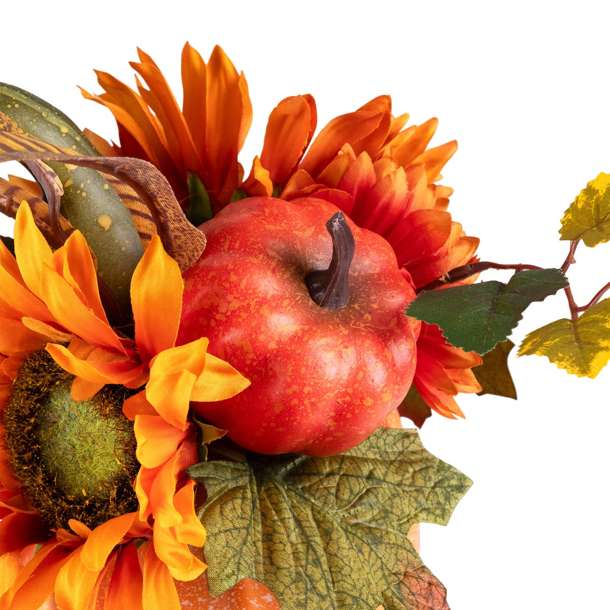  Northlight Sunflower and Mum Filled Pumpkin Thanksgiving Decoration - 14.75