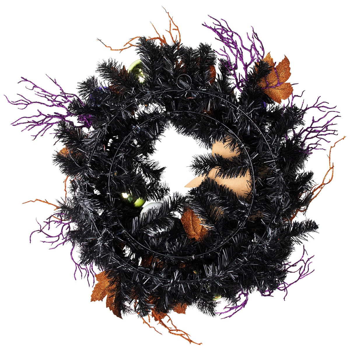  Northlight Jack-O-Lantern in Witches Hat Halloween Pine Wreath  24-Inch  Unlit - Default Title - Bonton