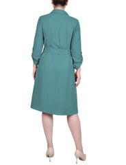 Long Roll Tab Sleeve Shirtdress