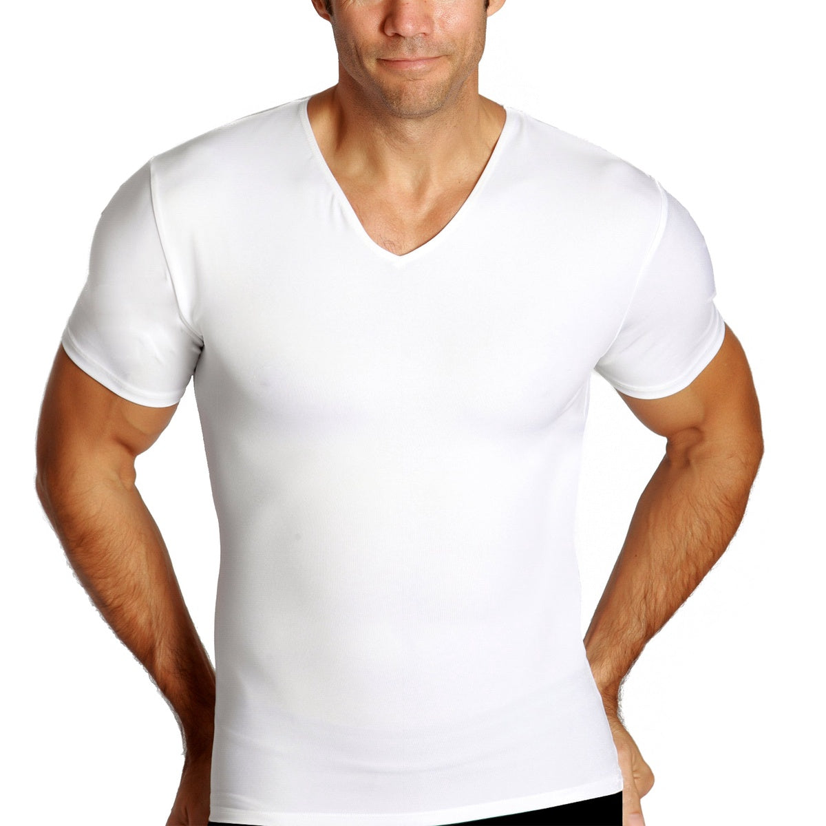  InstantFigure Insta Slim Compression V-Neck Shirt VS0001 - Black - Bonton
