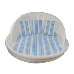 Inflatable Striped Floating Swimming Pool Sofa Lounge Raft - 70" - White and Blue