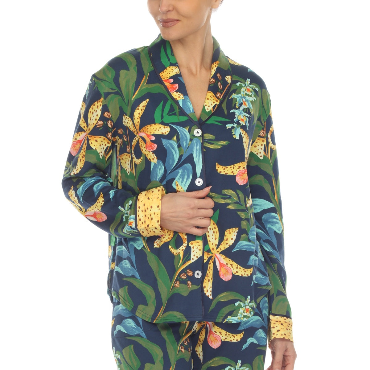  White Mark Women's Two Piece Wildflower Print Pajama Set - XL - Bonton