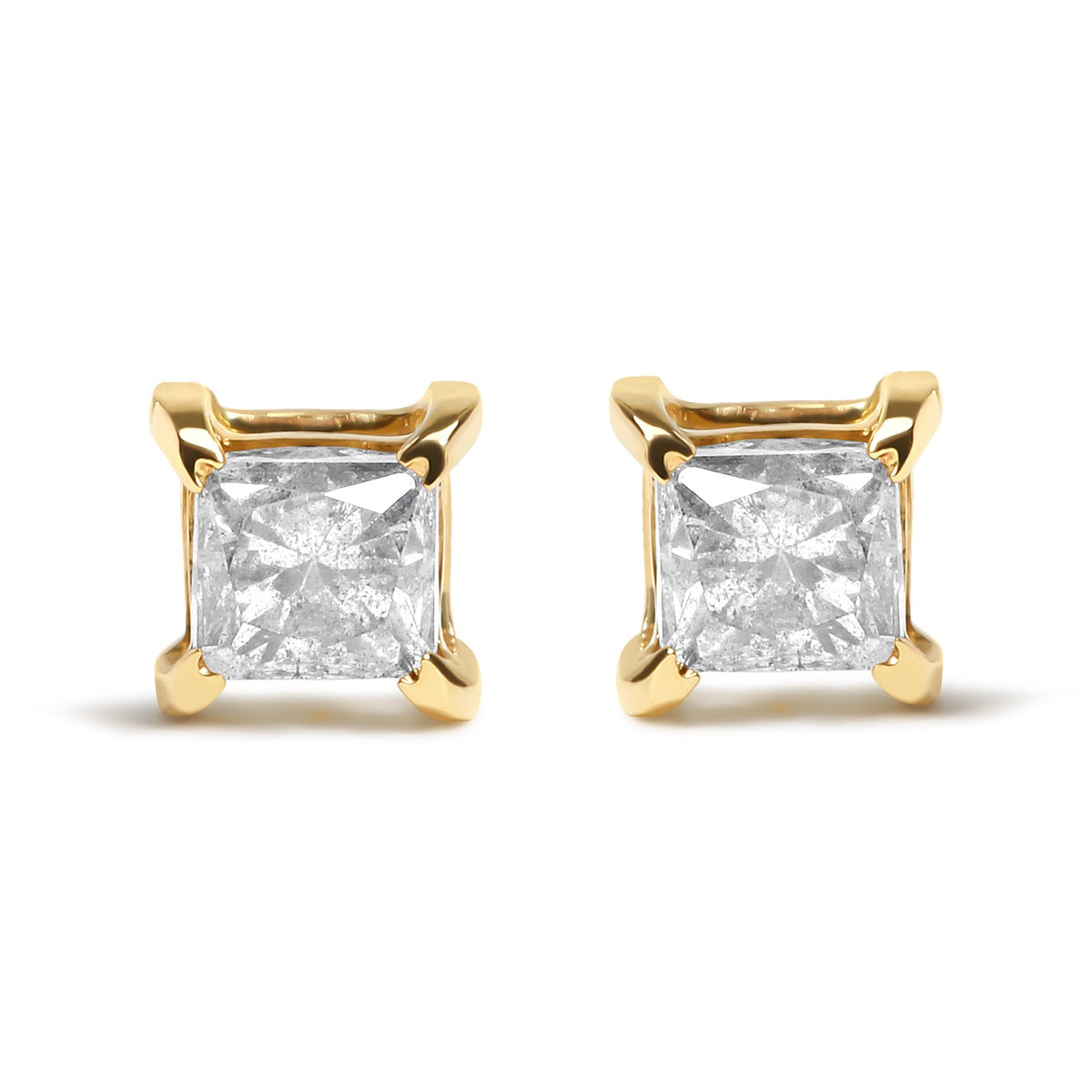  Haus of Brilliance 14K Yellow Gold 5/8 Cttw Princess Natural Brown Color Diamond 4-Prong  Stud Earrings (Brown Color, VS2-SI1 Clarity) - Yellow - Bonton