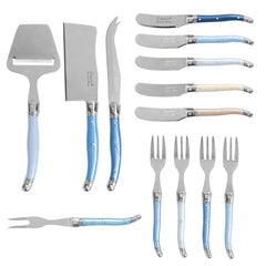 Ultimate 13-Piece Laguiole Charcuterie Set With Shades of Blue Handles