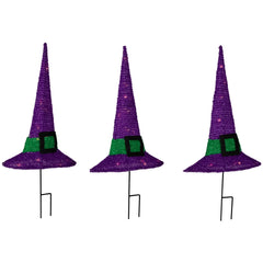 LED Lighted Witches Hat Outdoor Halloween Pathway Markers - 14" - White Lights