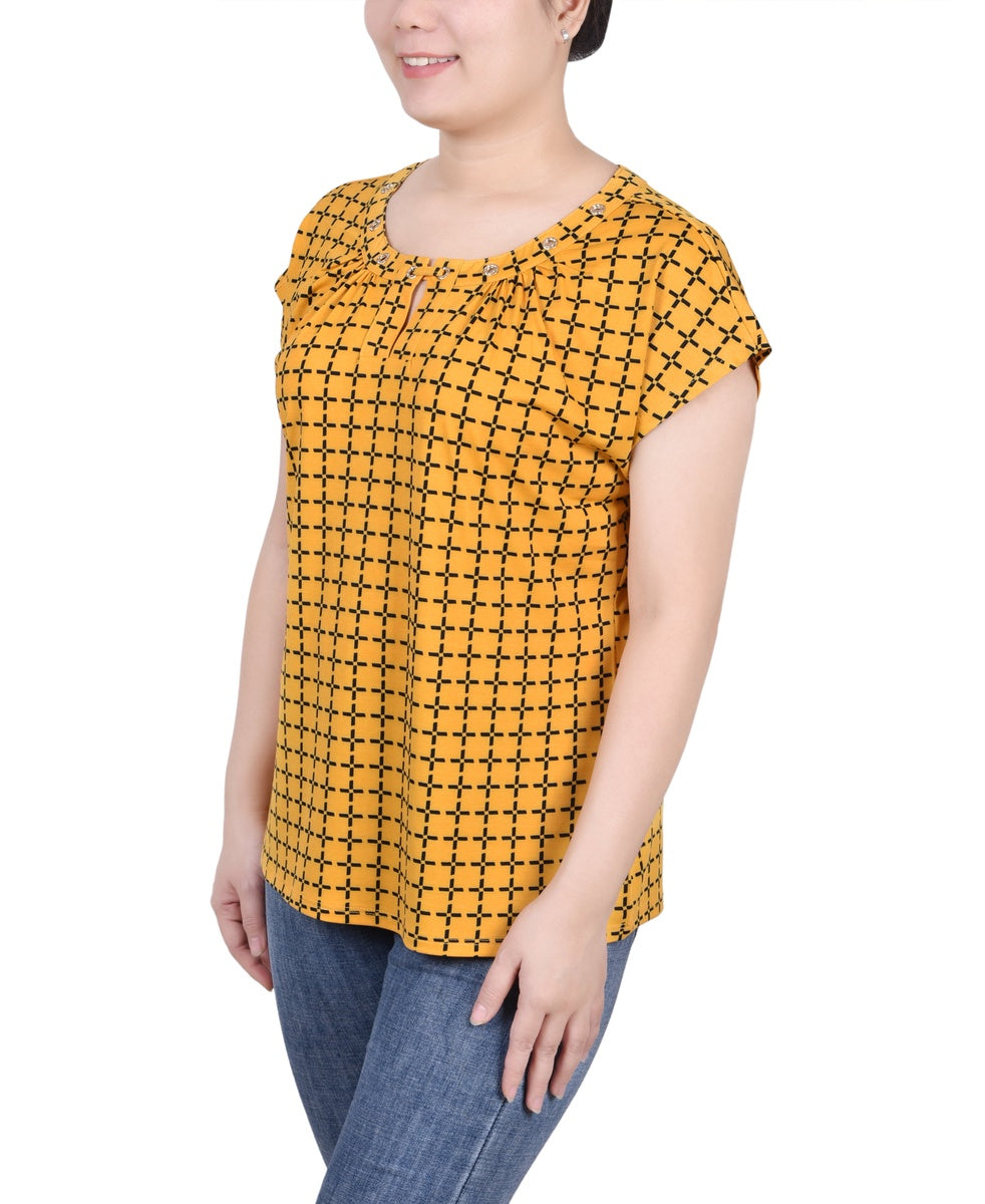  NY Collection Extended Sleeve Top With Grommets - Nice Icemoon - Bonton