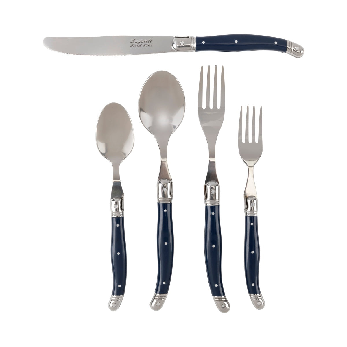  French Home Laguiole 20 Piece Stainless Steel Flatware Set, Service for 4, Navy Blue - Default Title - Bonton