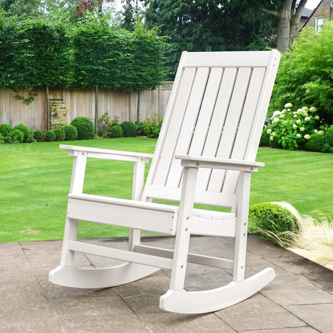All Weather Recycled Plastic Outdoor Rocking Chair  White