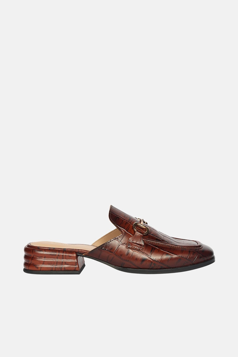  Saint G Savannah Croco - Heeled Mule - Chocolate - Bonton