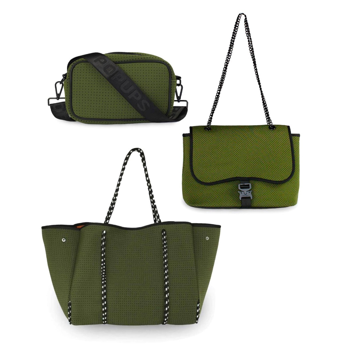  Pop Ups Brand Camera Bag + Flap Crossbody + Everyday Tote - Safari Green - Default Title - Bonton