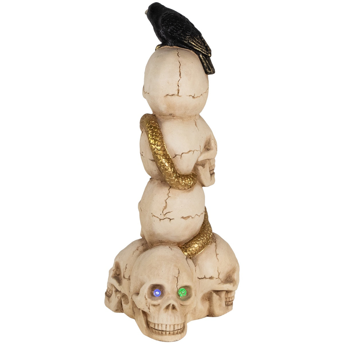  Northlight LED Lighted Skull Tower With Raven and Snake Halloween Decoration - 27.5