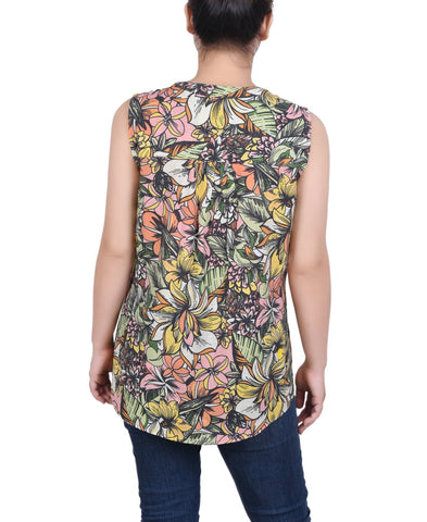 Sleeveless Pintucked Blouse