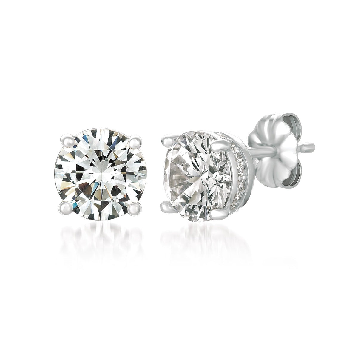  CRISLU Royal Brilliant Cut Stud Earrings Finished in Pure Platinum - Pure Platinum - Bonton