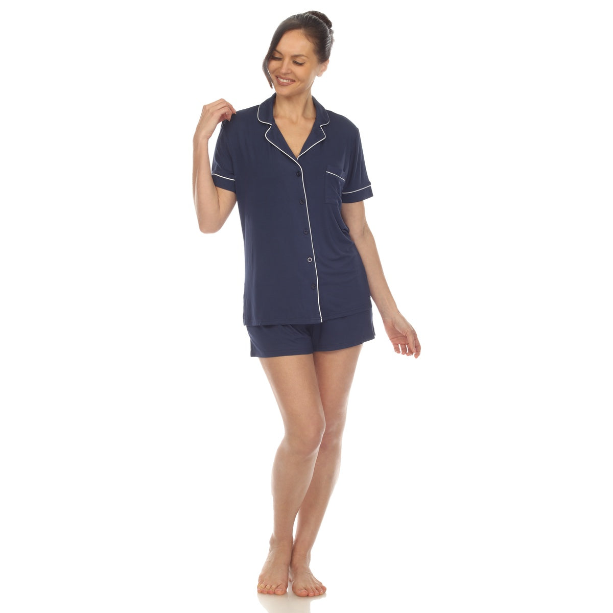  White Mark Women's Short Sleeve Bamboo Pajama Set - XL - Bonton