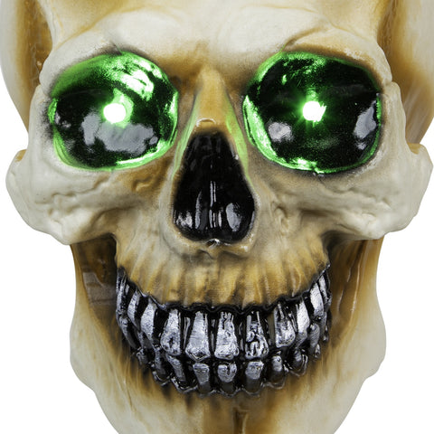 Set of 3 Lighted Skeleton Head Halloween Pathway Markers With Sound - Battery Operated