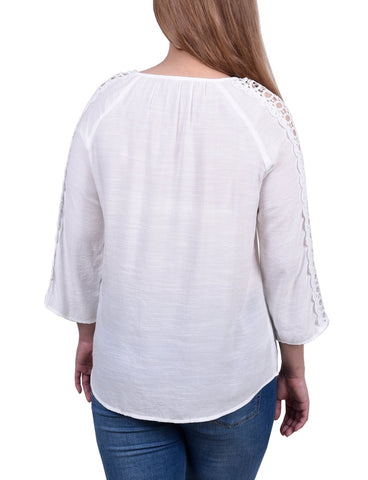 3/4 Sleeve Crochet Detail Blouse