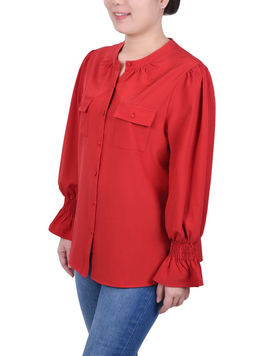 Long Sleeve Y Neck Blouse