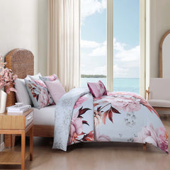 Blooming Peonies 5 Piece Reversible Comforter Set