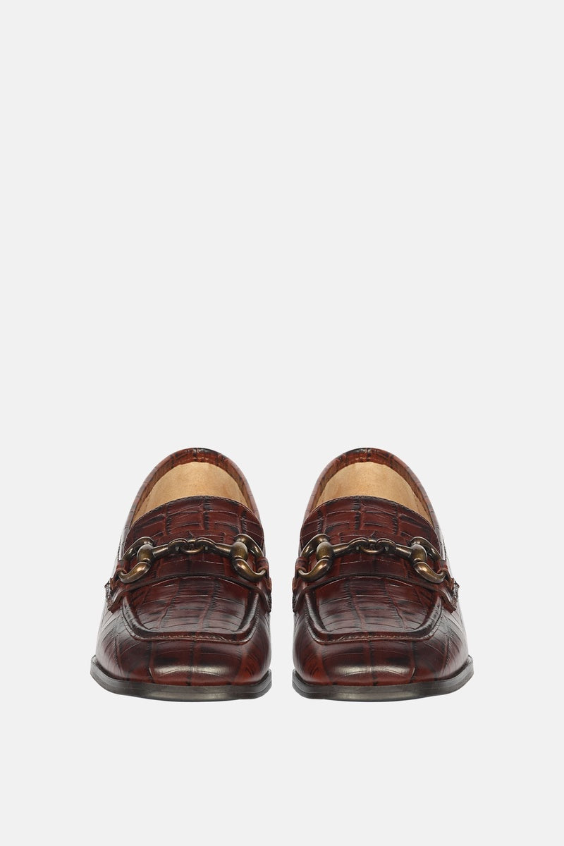 Saint G Jacqueline Croco - Heeled Loafers - Chocolate - Bonton