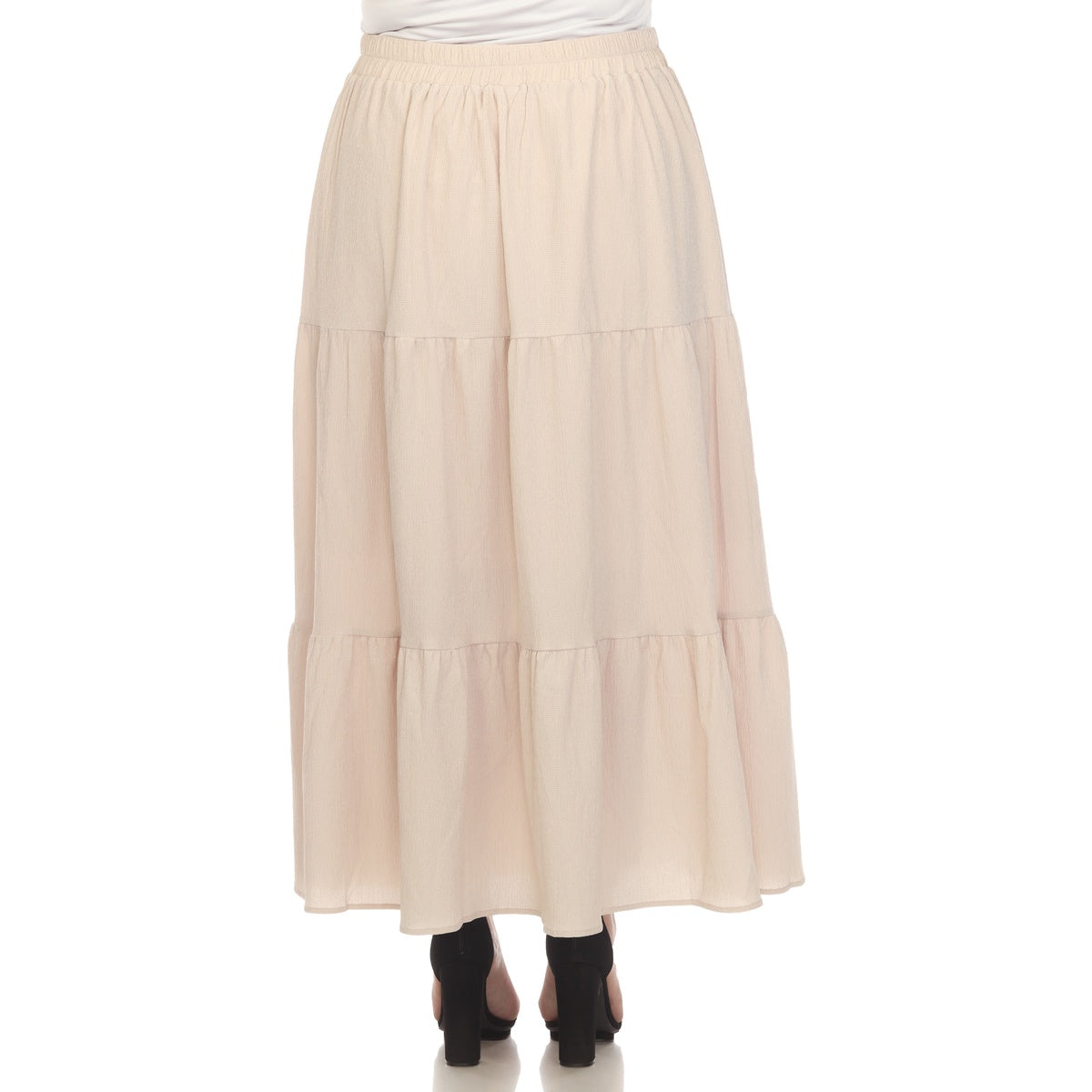  White Mark Plus Size Pleated Tiered Maxi Skirt - 1X - Bonton